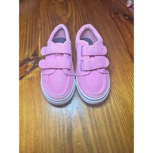Sperry Top-Sider Hallie H&L Pink Canvas Hook Loop Sneakers Kids 9W CG54376A